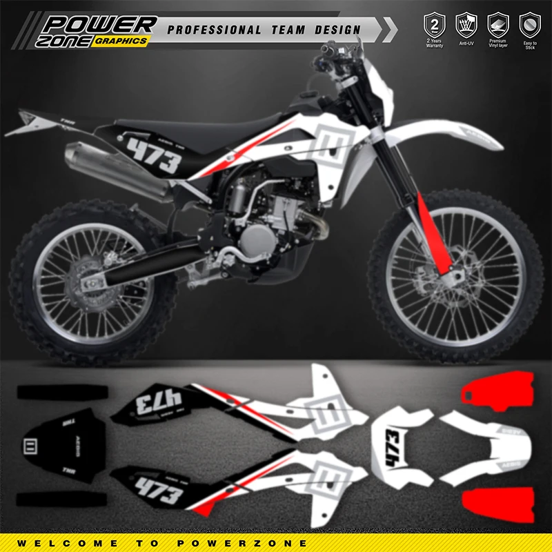 PowerZone Custom Team Graphics Decals Stickers Kit For Husqvarna 08-13FE250 2008-2013 Stickers  01