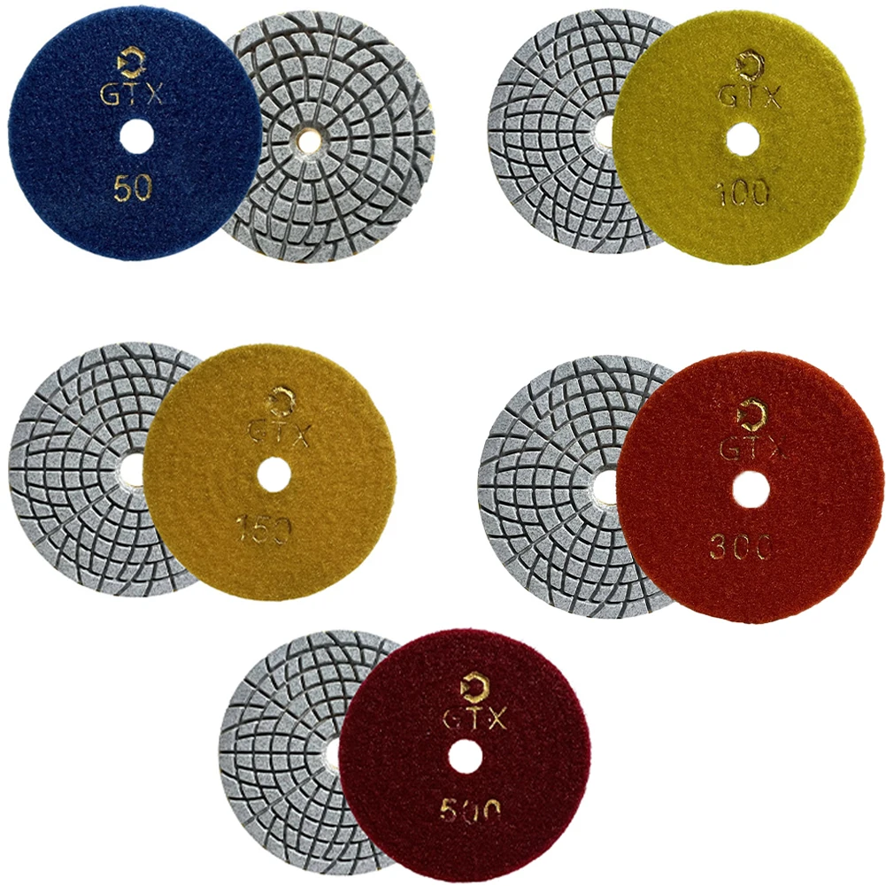 2 Pcs 100mm/4inch Diamond Polishing Pad 50-500 Grit Grinding Discs Polish Pad for Marble Granite Concrete Countertop Stone