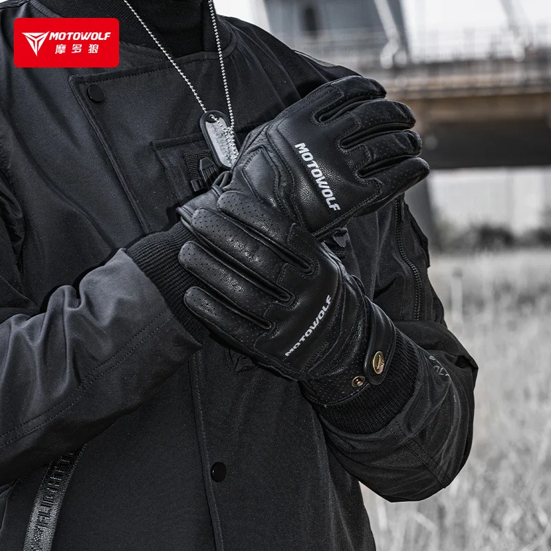 Guantes de cuero para motocicleta para hombre, Motocross, mujer, accesorios para motocicletas, marrón, amarillo, Retro, transpirables, 이 Guantes Moto