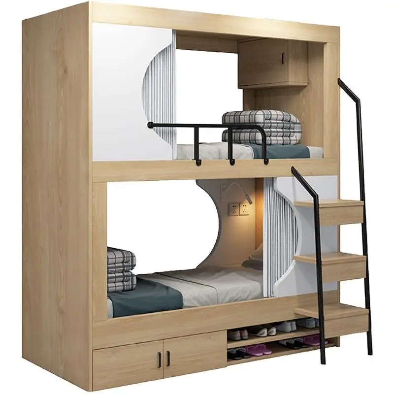 

Modern Home Furniture Wooden Bedroom Bunkbed Fram Furniture Full Over Full Bunk Bed with Twin Size Trundle