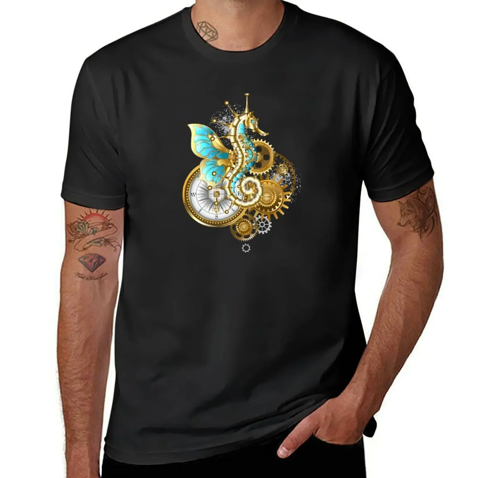 Mechanical Seahorse T-Shirt summer tops vintage graphic tee shirt sports fans shirts men graphic