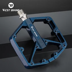 WEST BIKING Wide Bicycle Pedals Gradient Metallic Paint Aluminum Alloy MTB Pedals Bike DU/3-Bearing Color Anti-Slip Flat Pedals