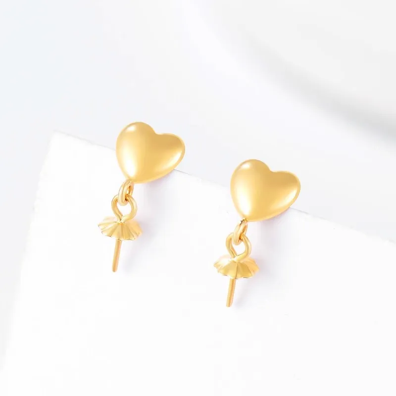 

Wholesale Au750 18k Pure Gold Heart Shaped Earring for Pearl Beads