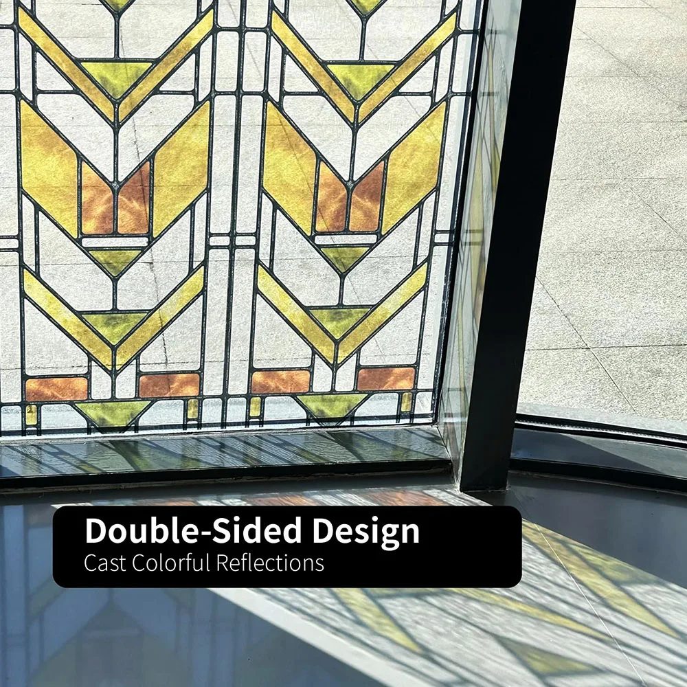 Colorful geometric semi-transparent adhesive glass decorative film window tinting film