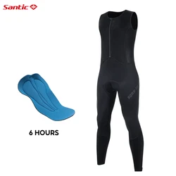 Santic Winter Cycling Bib Pants Windproof Warm Bib Pants Cycling Pants Breathable Non Slip Sponge Cushion Cycling Clothes