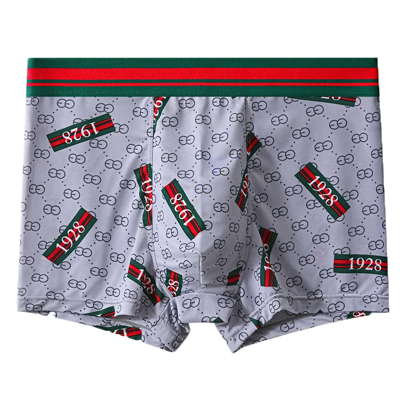 5PCS Ice Silk Men\'s Underwear Thin Ice Breathable Trendy Light Luxury Men\'s Underpants Fashion Mid Waist Loose Men Boxer Shorts