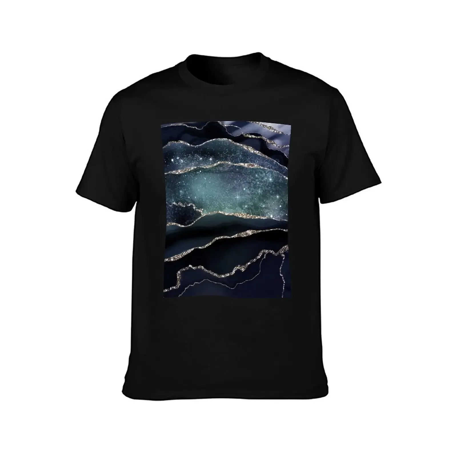 Glamour Night Black Milky Way Faux Marble Galaxy T-Shirt Louboutins Personalized t-shirt mens plain t shirts