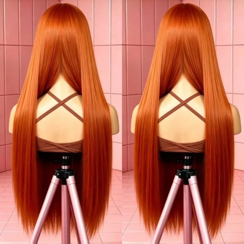 

30 Inch Straight Orange Ginger Lace Front Wigs Human Hair 350# Colored Hair Wig 13X6 HD Transparent Lace Frontal Wigs Preplucked Peruvian Hair Virgin Wigs For Women