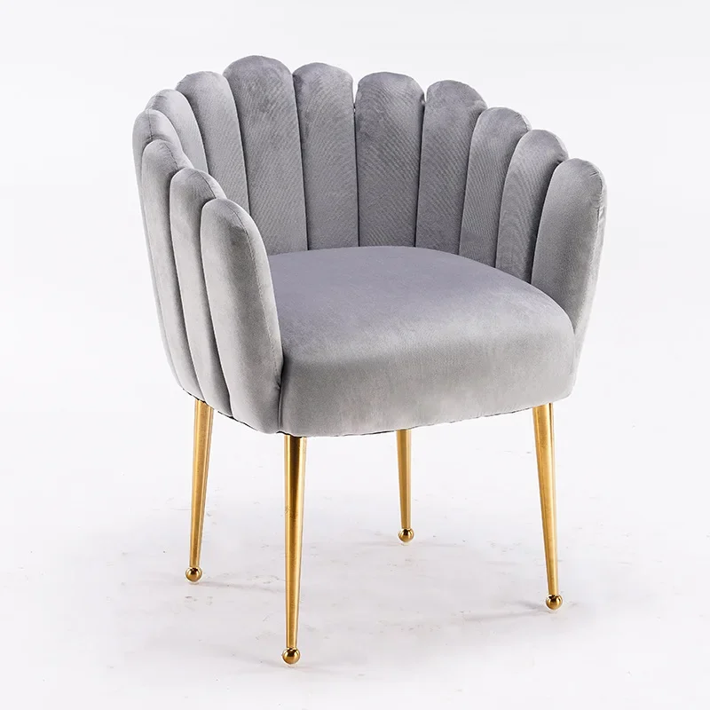 Factory Direct Sale Cheap Price Modern Furniture Pink Velvet Lazy Upholstery Shell Sofa Living Room Chair With Gold Legs