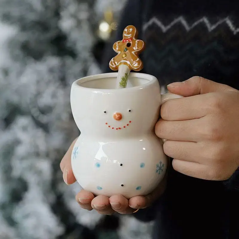 

350ML Snowman Mug Creative Large Capacity Ceramic Cup Coffee Cups Lovely Men and Women Birthday Christmas Gift Dormitory Fund