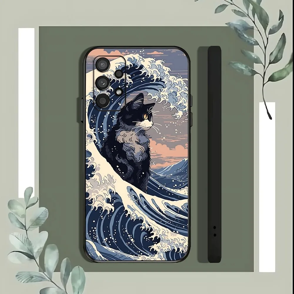 Japan The Great Wave Off Kanagawa Phone Case For Samsung Galaxy A52 A12 A51 S21 Edge S22ULTRA S23 S24 Plus Ultra Black Cover