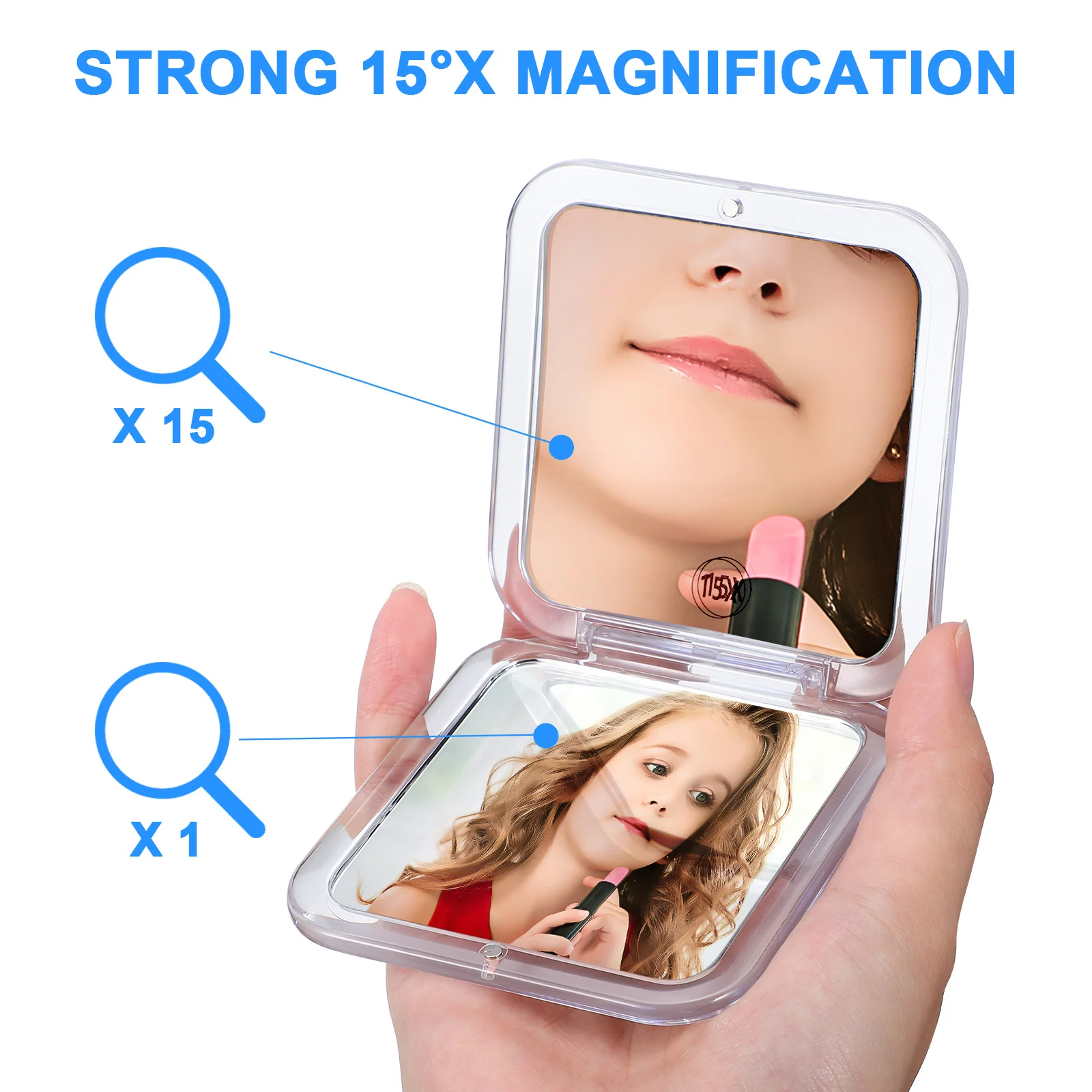 Espelho mini viagem para bolsa pequena redonda compacta lupa vaidade portátil