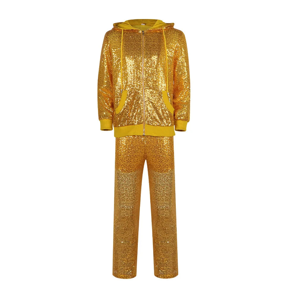 

Season 2 Sing Cosplay Gunter Gold Pig Sweatsuit Set Men Woman Disco Shiny Uniform Costume Halloween Party Outfits Fancy Coat