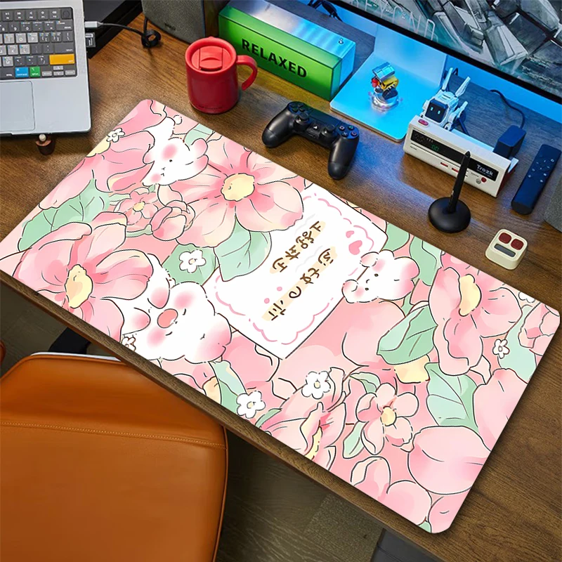 Alas Mouse besar, Mouse Pad kucing Kawaii 500x1000mm XXL komputer Moused Pad kartun kucing lucu karpet meja tikar tahan air