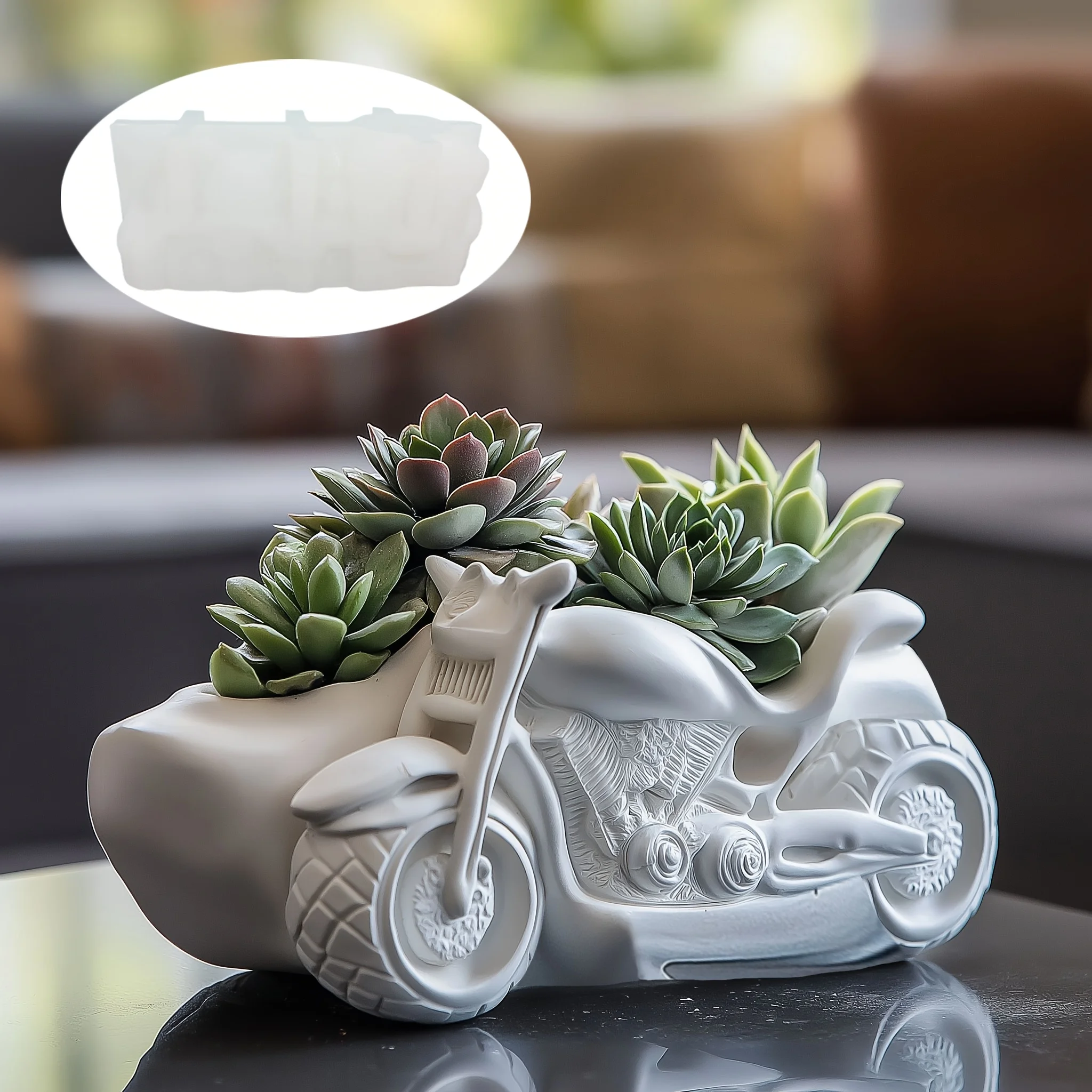 

Motorcycle succulent plant flowerpot resin silicone mold motor off-road motorcycle storage box candle cup concrete gypsum molds