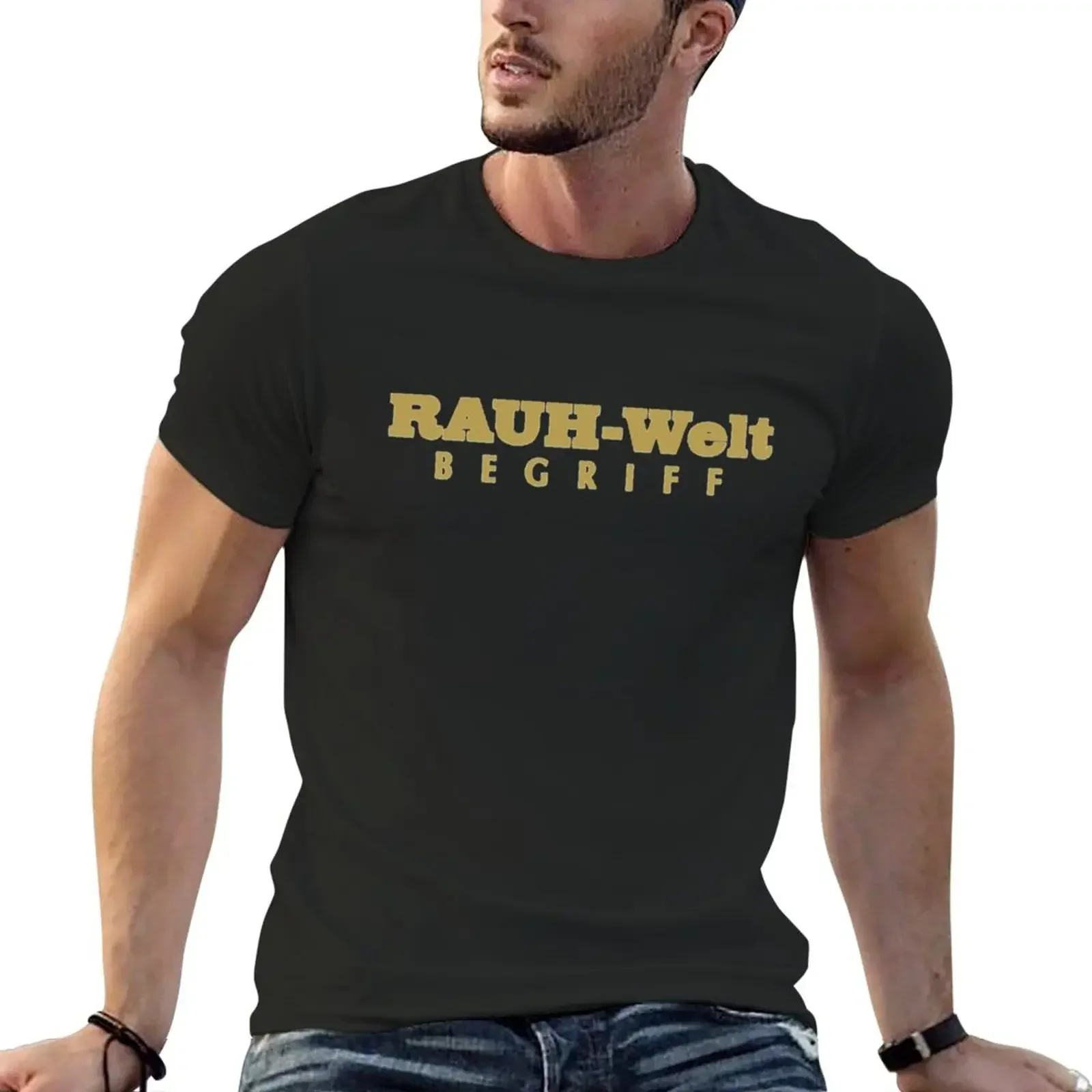 Aesthetic Clothing Blouse Plain Black T Shirts Men RWB Rauh Welt Begriff Gold Logo T-Shirt Oversized Men Clothing Graphic Funny