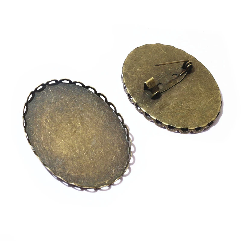 10 stuks 30x40mm bronzen metalen ijzeren broche cabochon lege basis instelling DIY sieraden maken accessoires