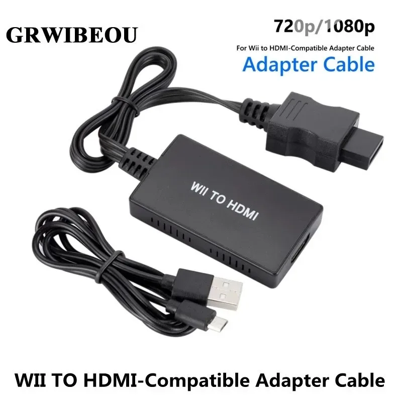 

GRWIBEOU Wii to HDMI-Compatible Converter Wii to HDMI-compatible Adapter with 3.5mm Audio Jack Supports Wii display for PC HDTV