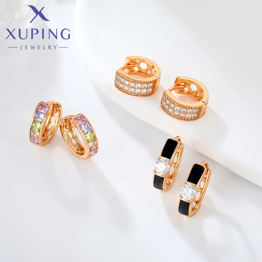 Xuping Jewelry New Arrival Fashion Mixed Charm More Items Gold Color Huggies Earrings for Women Girl Party Gift