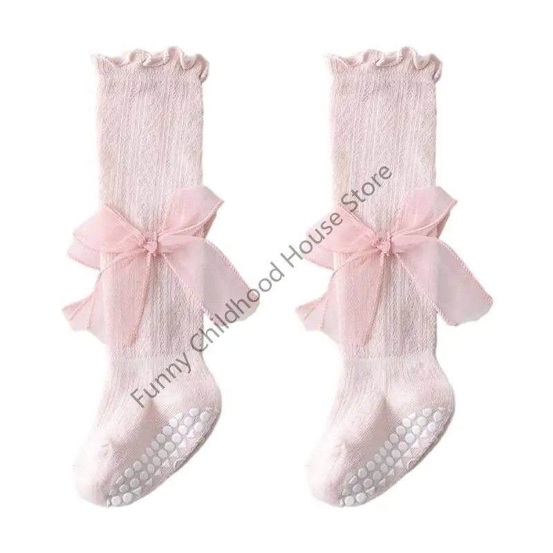 D0LA التنفس الشبكة الجوارب الصيفية للفتيات منتشرة الأنبوب الطويل الجوارب تصميم القوس #3