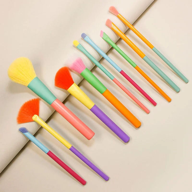 New10 – ensemble complet de pinceaux de maquillage aquarelle, outils de maquillage de beauté portables multicolores