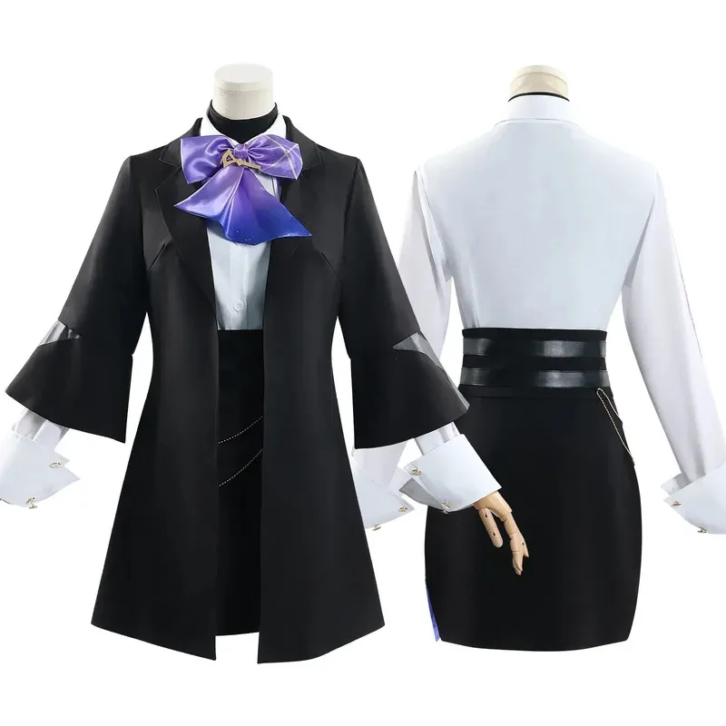 Clorinde Luckin Coffee Collab Fanart Doujin Косплей Костюм Genshin Impact Set Парик Хэллоуин Рождество