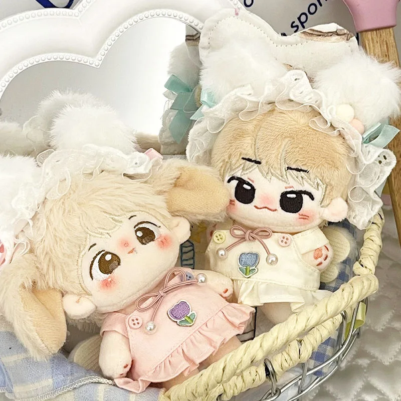 

10cm Kawaii Idol Cotton Doll Clothes Cute Angel Rabbit Dress With Hairband And Wings Outfit Accessories Fans Collection Gift