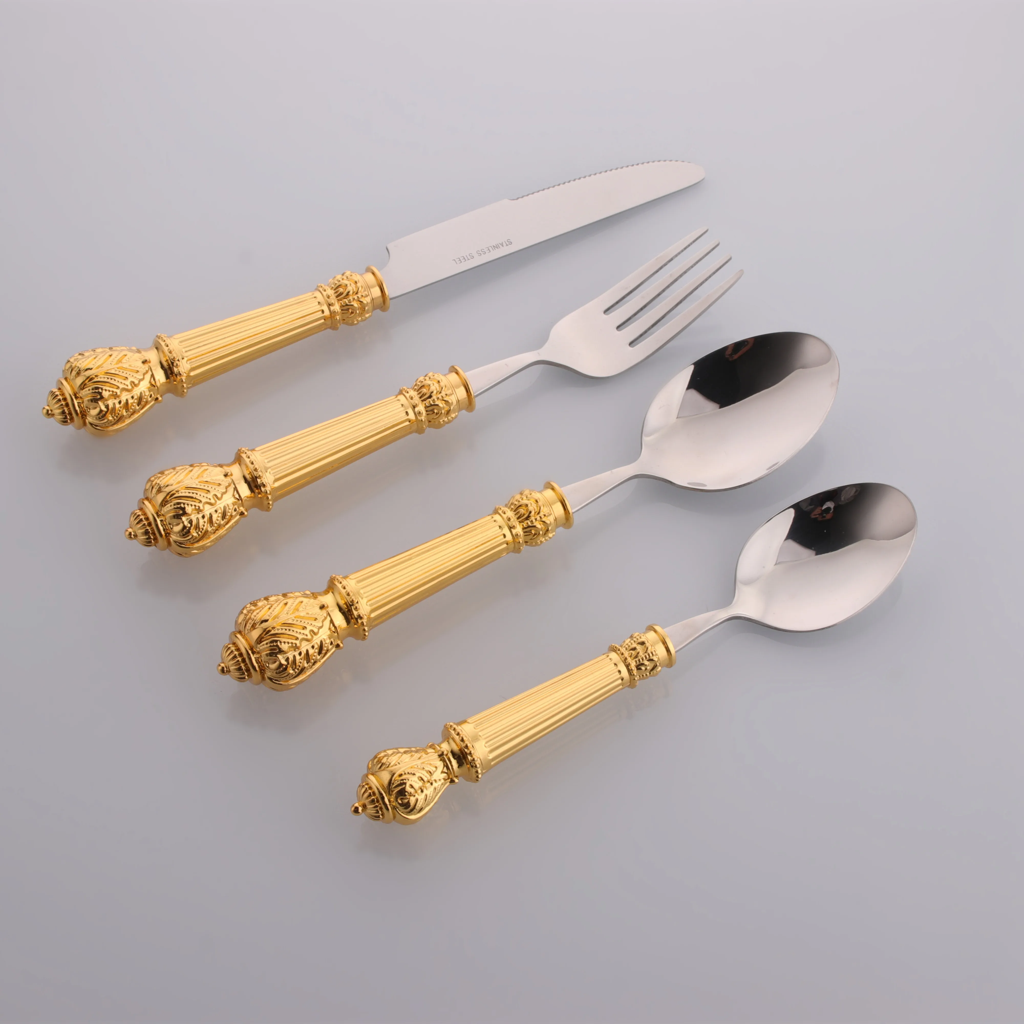 Stainless Steel Crown Tableware Set, Flatware, Silver, Golden Cutlery Set, Spoon, Knife, Fork Kit, Dinnerware for Home Kitchen