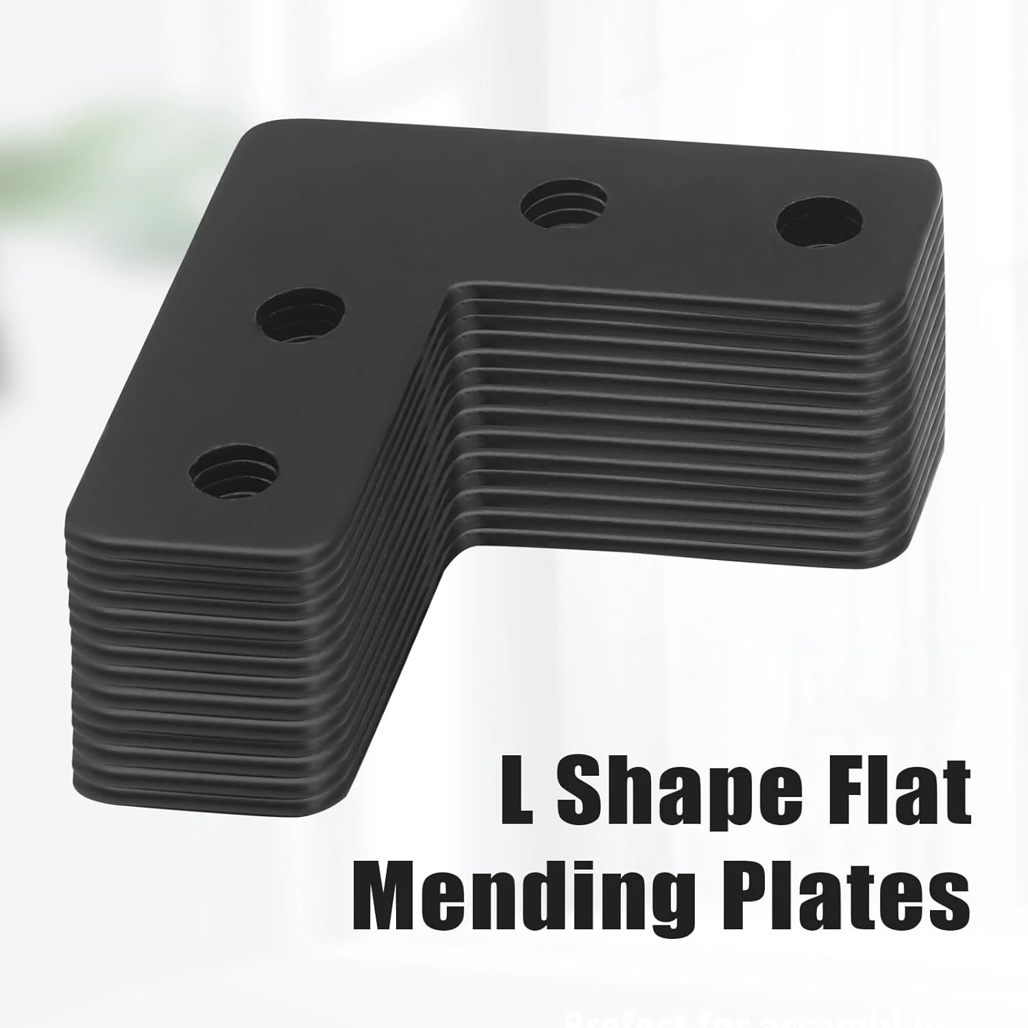 Flat L Shape Corner Brace, 4 Holes Angle Plate Bracket for Wooden Furniture Repair Connector Fixing, 40x40mm,Black