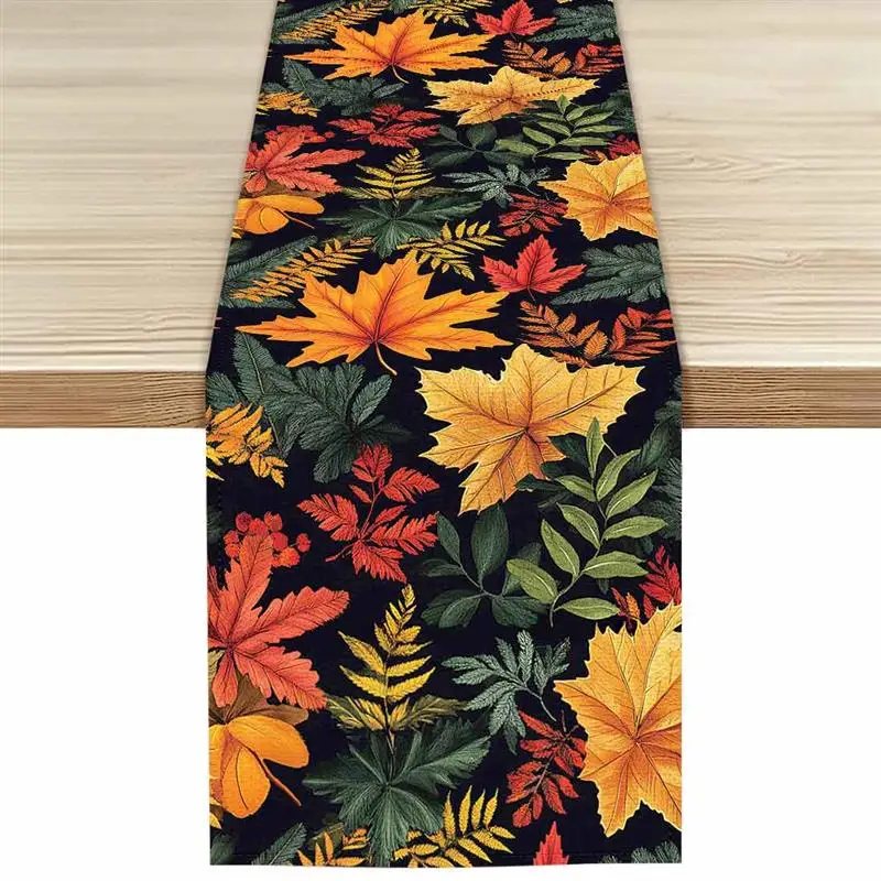 Colorful Autumn Maple Leaves Polyester Table Runners Wedding Decoration Durable Kitchen Dining Table Runners Party Supplies