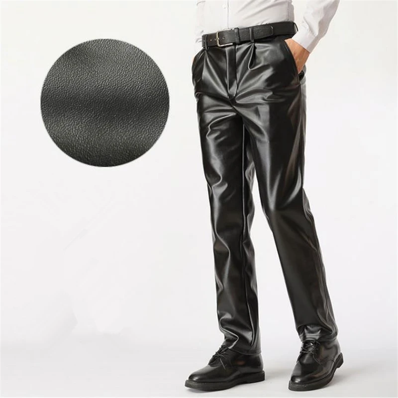 Man Autumn Hot Sale Velvet Leather Pants Winter Hot Sale Warm Leather Trousers Pu Pantalons Pu Straight Cuero Pantalones