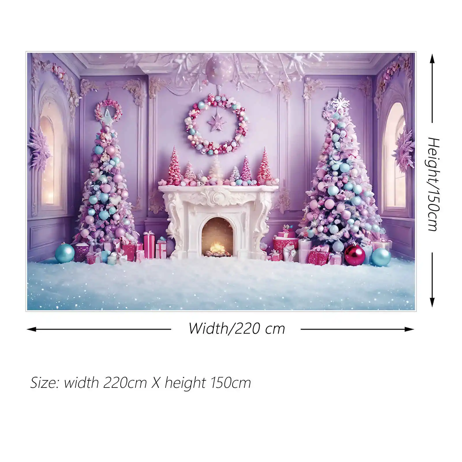 Maan. Qg Kerstboom Kerstboom Achtergronden Versierde Westerse Paarse Sneeuw Achtergrond Feest Decoratie Fotocall Accessoires