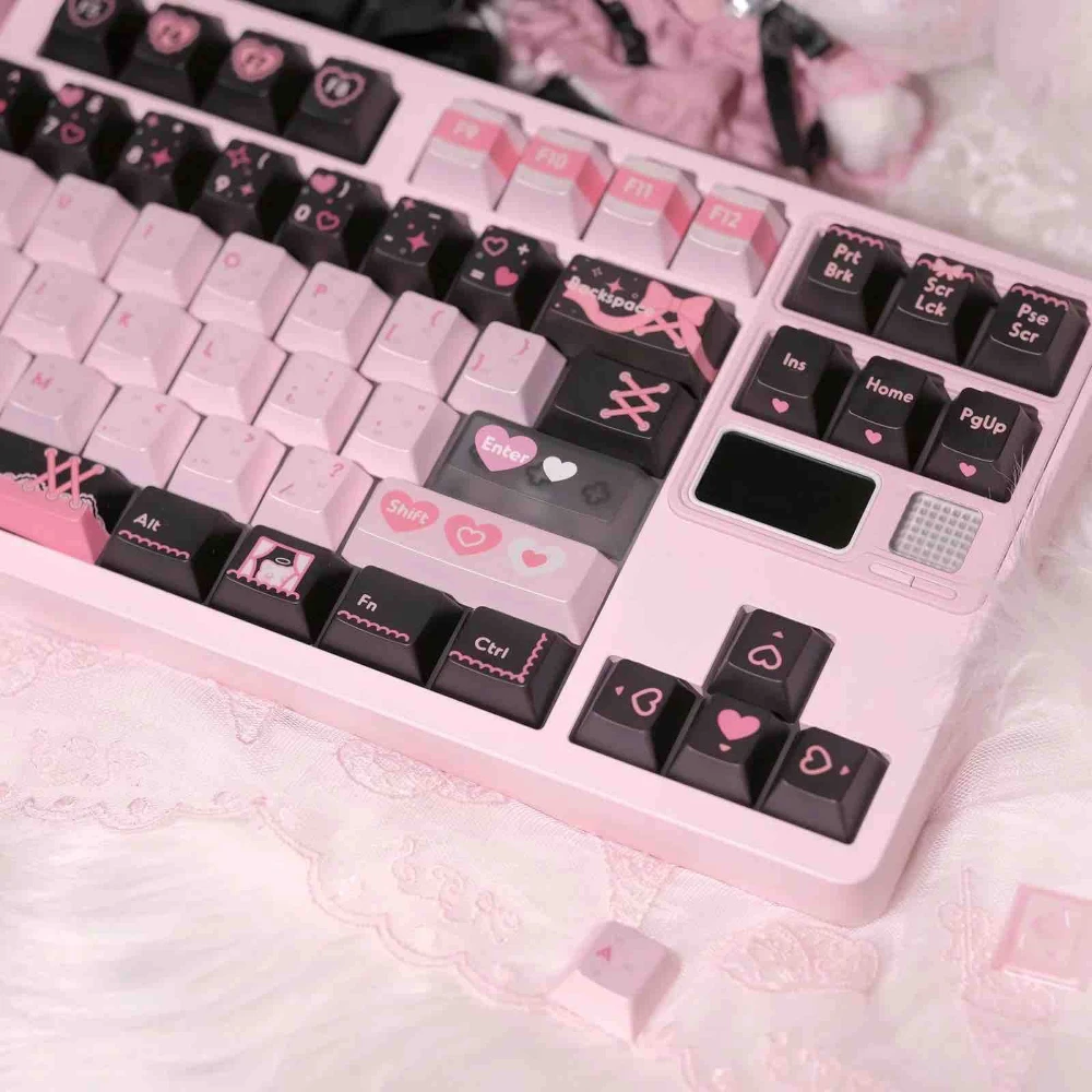 LACE ANGEL NYA Theme Keycap Set 224Keys PBT+PC Custom Cute Keyboard Cap Cherry Profile KeyCap for Mechanical Keyboard Accessory