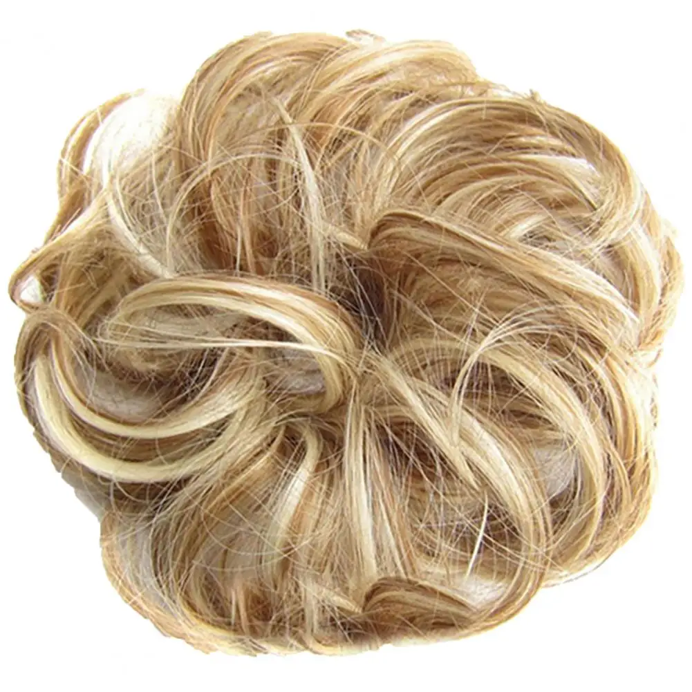 Chignon Donut Hair Pad Elastic Hair Rope Rubber Band Synthetic Hair Bun Extensions Messy Curly Elastic Hair Scrunchies Hairpiece