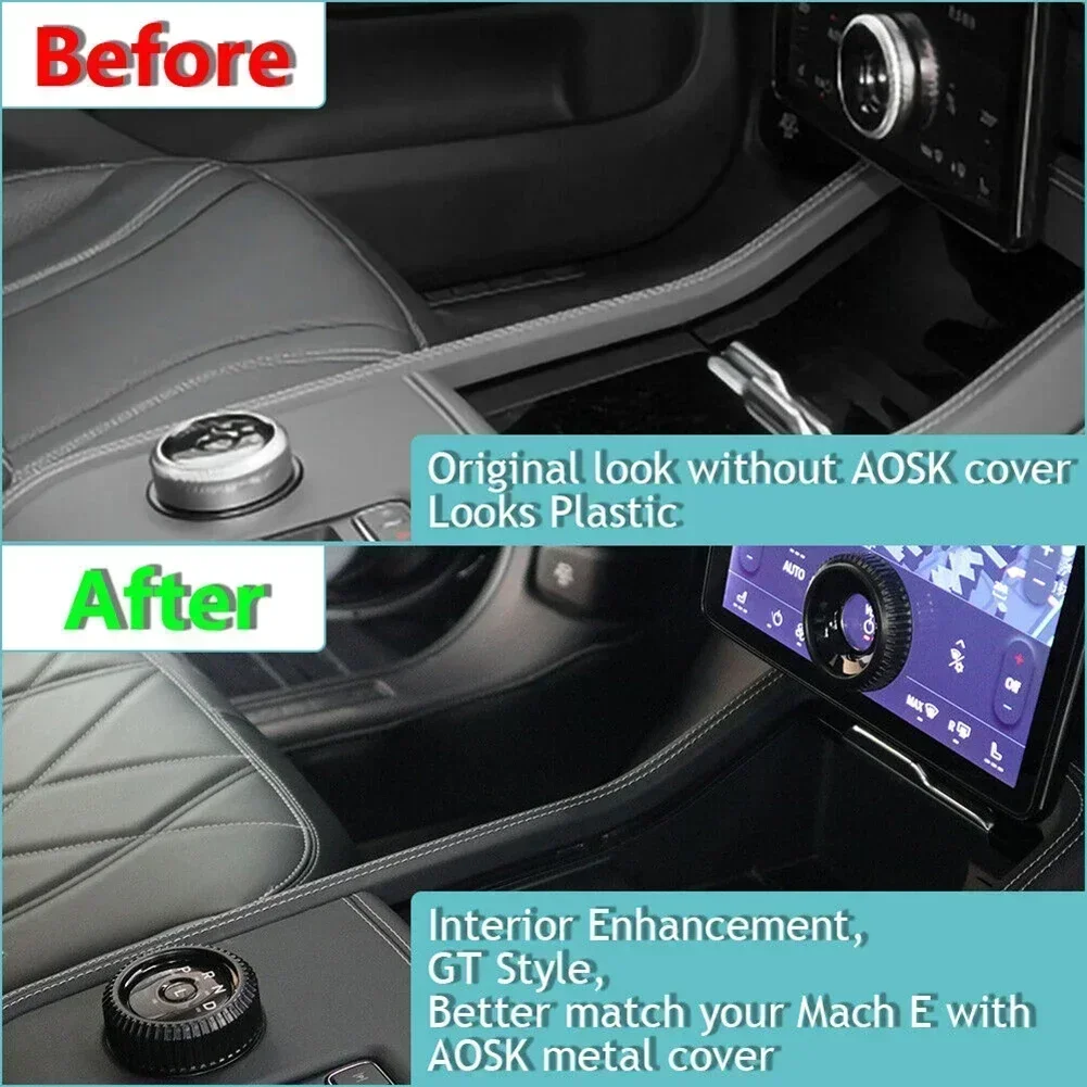 2x Volume Control Knob Shift Knob Metal Cover Sets For Mustang Mach E 2021-2023 Inner Decorative Button Knob Cover USEFUL