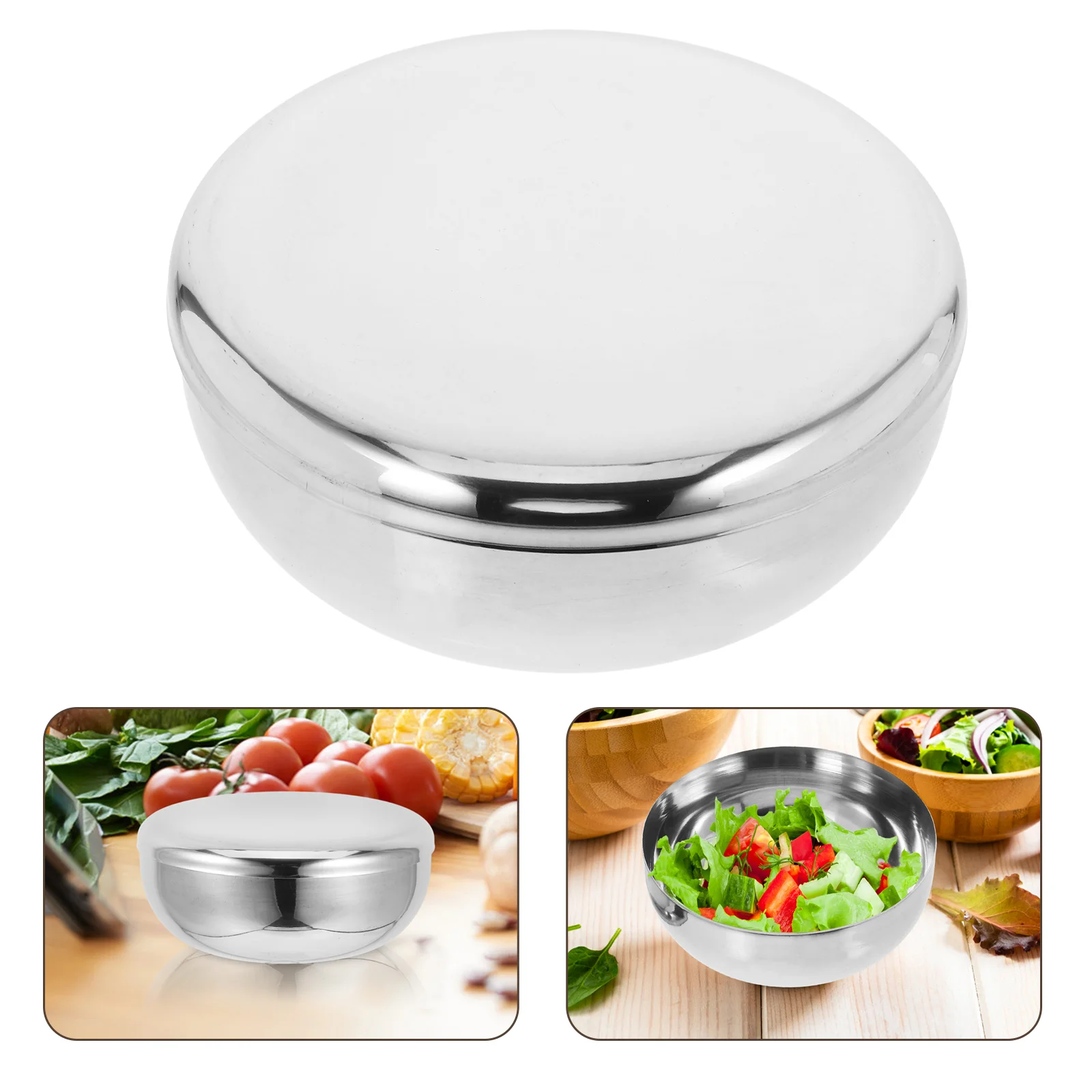 

Steamed Rice Bowl Stainless Steel Salad with Lid Baking Bowls Soup Ramen Noodle Lids Metal Single Layer