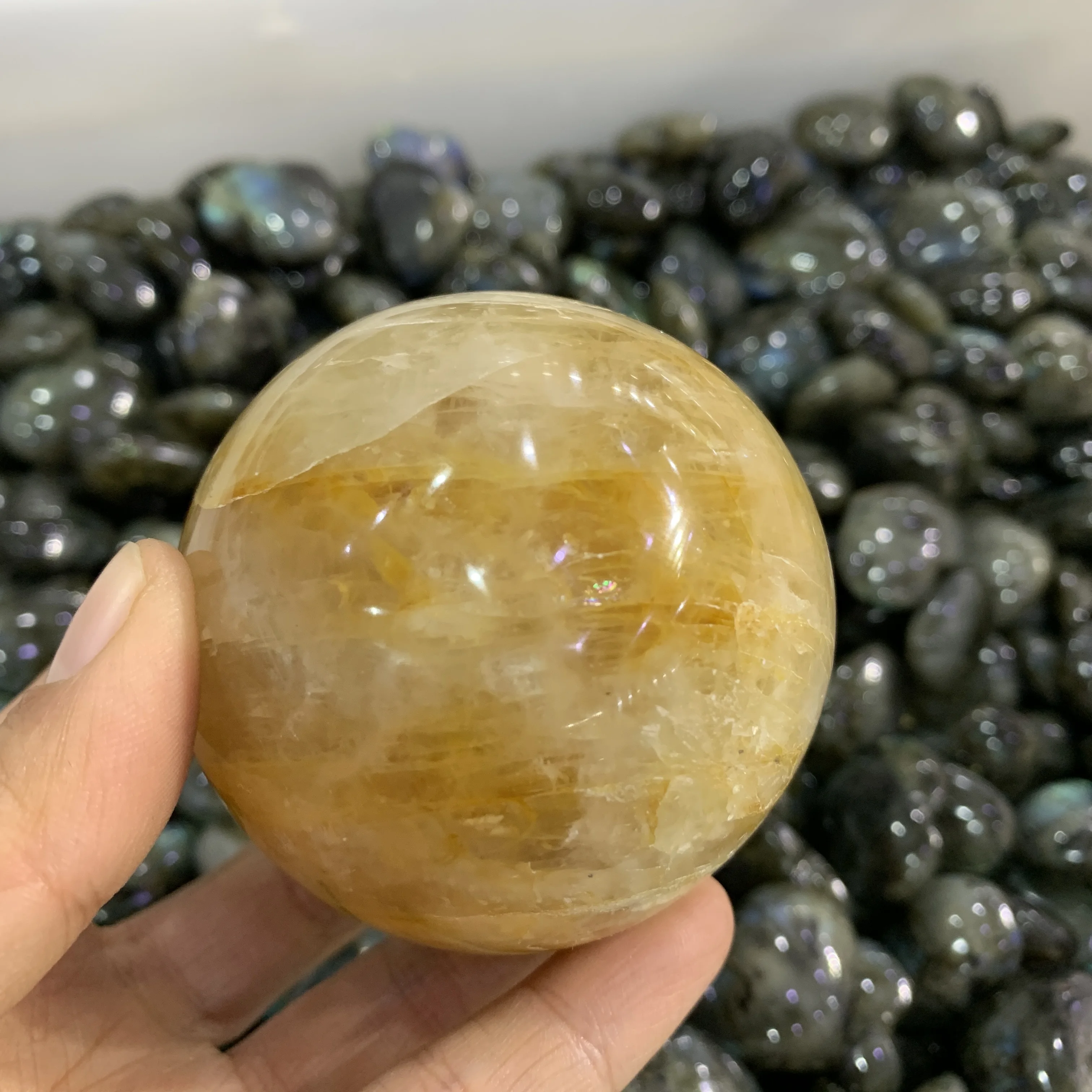 50-60mm Natural Polished Golden Healer Ball quartz crystal Fengshui/ Meditation/Crystal Healing sphere