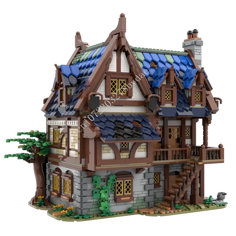 

2989 деталей MOC: Средневековый замок, модель средневековой таверны и гостиницы, технический конструктор, игрушки для самостоятельной сборки, подарки для детей на праздники