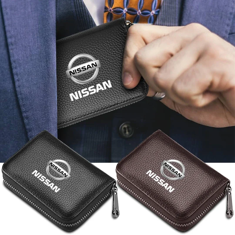 Authentic Leather Bag Car Driver's License ID Card Bank Card Wallet For Nissan Nismo Qashqai j11 j10 Juke X Trail t32 Tiida Leaf