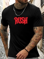 Short Sleeve T-Shirt RUSH Men's 100% Cotton Pattern Printed Shirt Summer Round Neck Breathable Casual Fashion Cool Tee