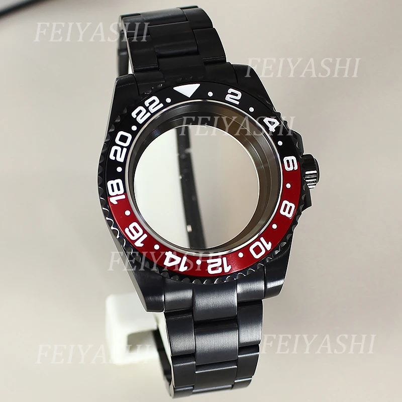 Black 40mm Watch Case Set Sapphire Glass Dual Color Bezel For Seiko NH35 NH34 NH38/36 Miyota 8215 ETA 2824 Movement 28.5mm Dial