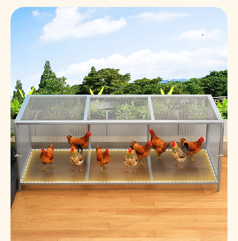 

Chicken cage household outdoor large square pipe dense mesh rainproof rural rutin automatic manure cleaning breeding cage anti-w