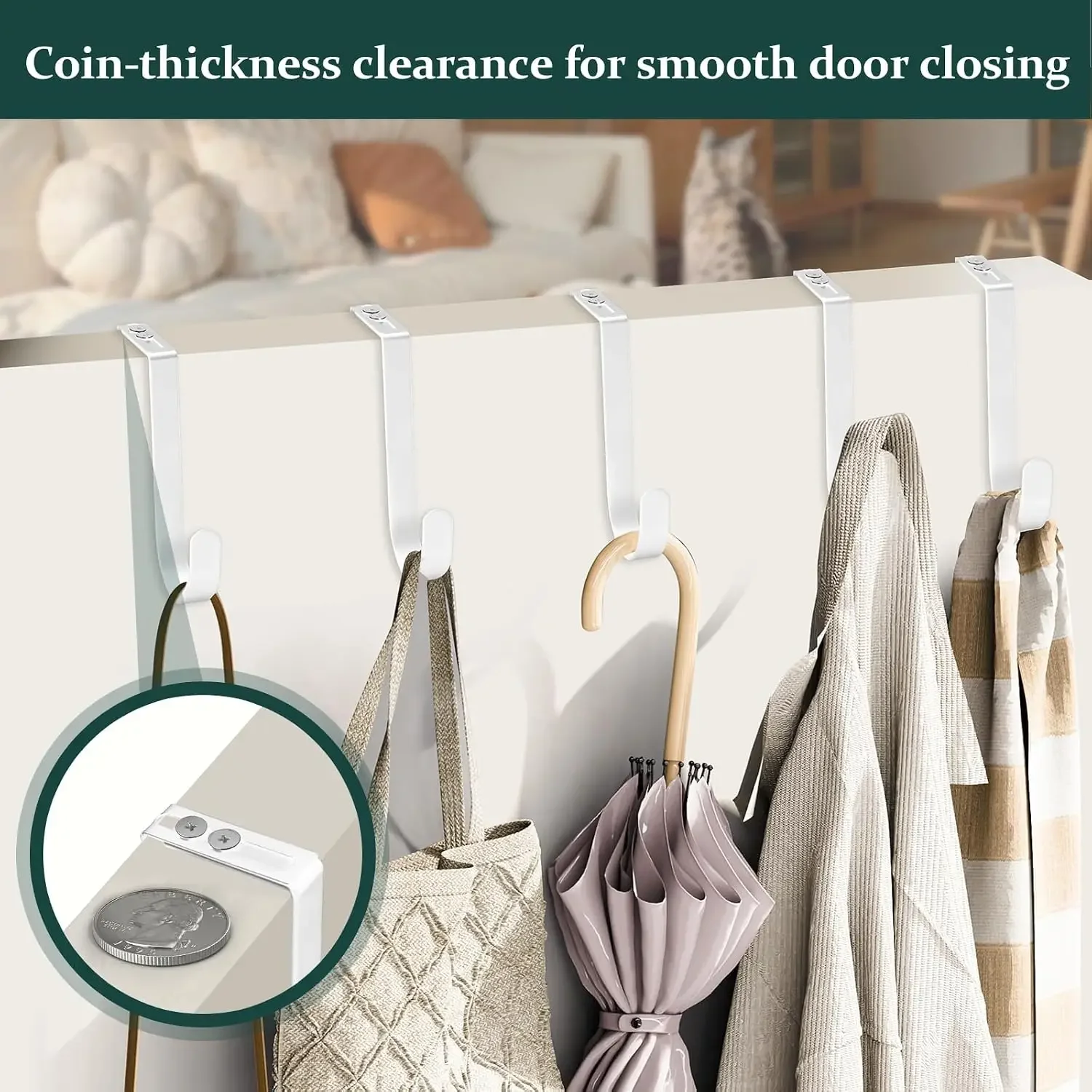 1/2pcs Adjustable Over Door Hooks, Heavy Duty Coat Towel Hanger, Fits 1 3/8