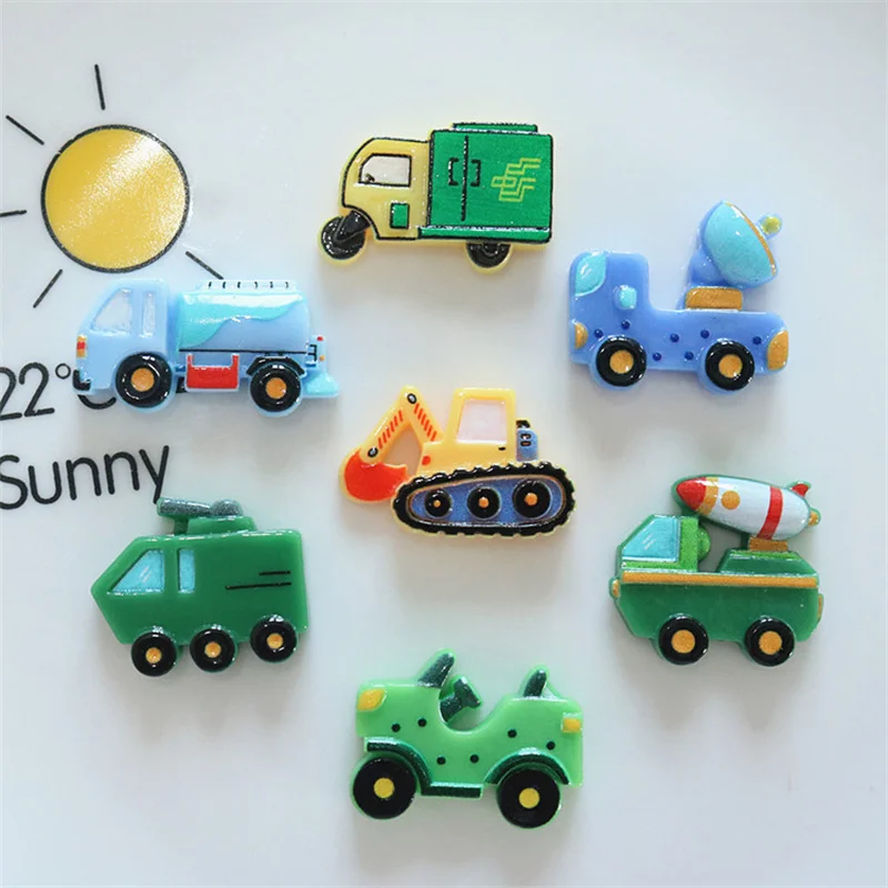 10-20Pcs Cartoon Excavator Watering Cart Flatback Resin Cabochon Scrapbooking Craft Supplies Decor Kid DIY Toy Handmade Applique