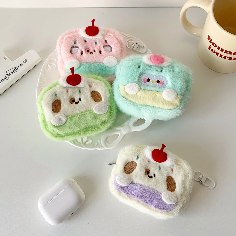 Ins Style Kawaii Animal Plush Coin Purse Mini Lipstick Storage Bag Cute Portable Airpods Storage Pouch Girls Favours