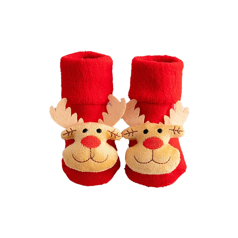 Baby Christmas Socks Newborns Cotton Winter Thickened Short Socks Kids Floor Socks Girls Boys Non-slip Print Toddler Clothing