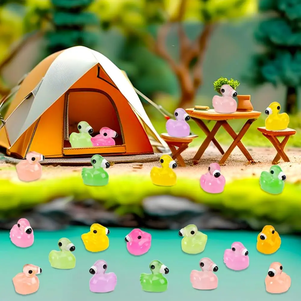 10/20 قطعة مضيئة صغيرة الراتنج فلامنغو البط توهج في الظلام طيور النحام شخصيات حيوانات صغيرة Crafts بها بنفسك الحرف لحديقة الجنية مايكرو