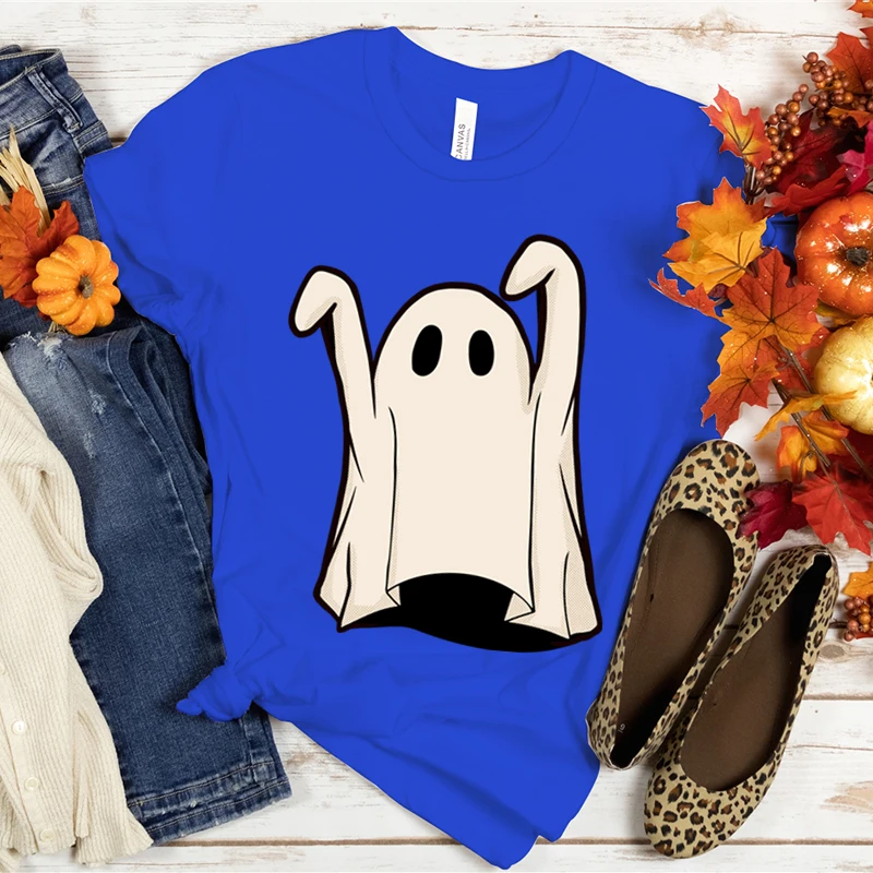 Funny Halloween Spooky Graphic TShirt Women's Aesthetic Fashion Short Sleeve T-shirts Casual Kawaii Boo T-shirt Women Clothing