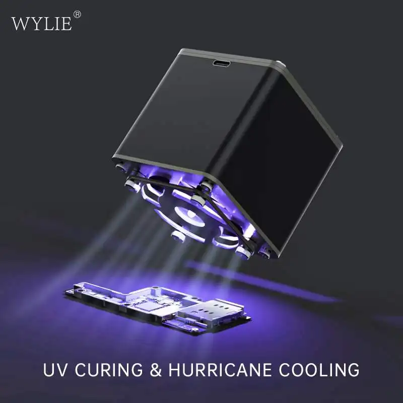 Wylie التبريد علاج مروحة للهاتف اللوحة الأم IC لحام إصلاح سريع تبديد الحرارة UV علاج الدخان العادم أدوات