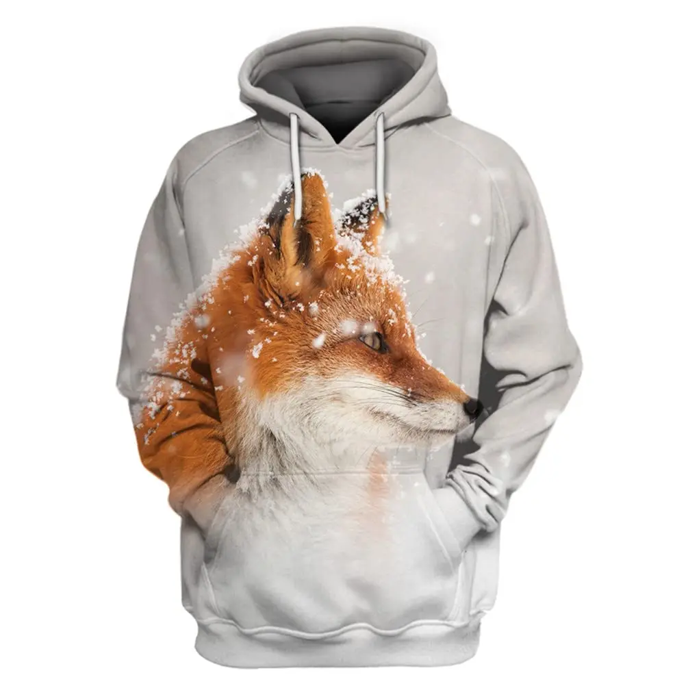 Animal Fox Hooded Men Women Fashion 3D Print Sweatshirt Casual Oversized Pullover Hip Hop Harajuku Couple Streetwear Hoodies view 4
